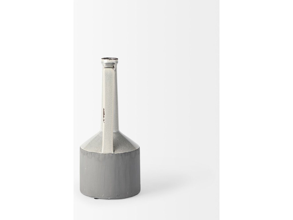 14.2H Medium Two Tone Gray Ceramic Jug Vase - image 3