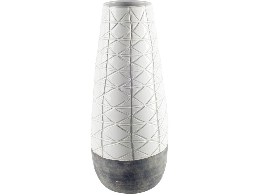 II Large Gray Ceramic Dark Base White Vase - main image