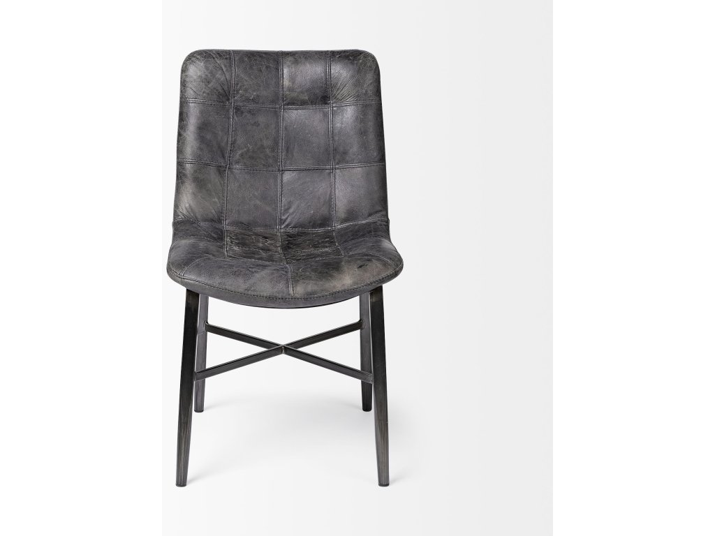 Black Genuine Leather Seat w/ Black Metal Frame Dining Chair - image 5