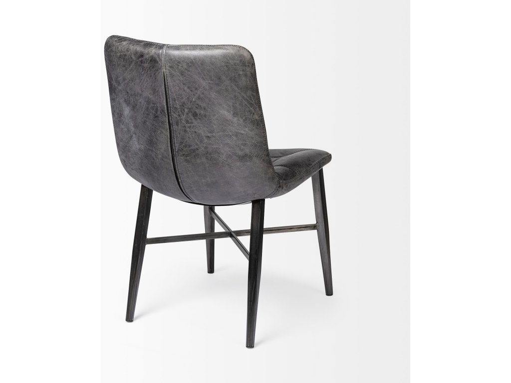 Black Genuine Leather Seat w/ Black Metal Frame Dining Chair - image 8