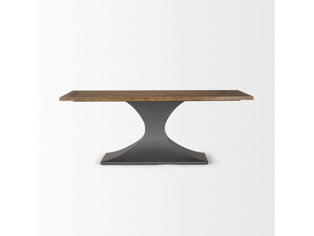 II 79X39 Rectangular Brown Solid Wood Top Dark Gunmetal Base Dining Table - image 3