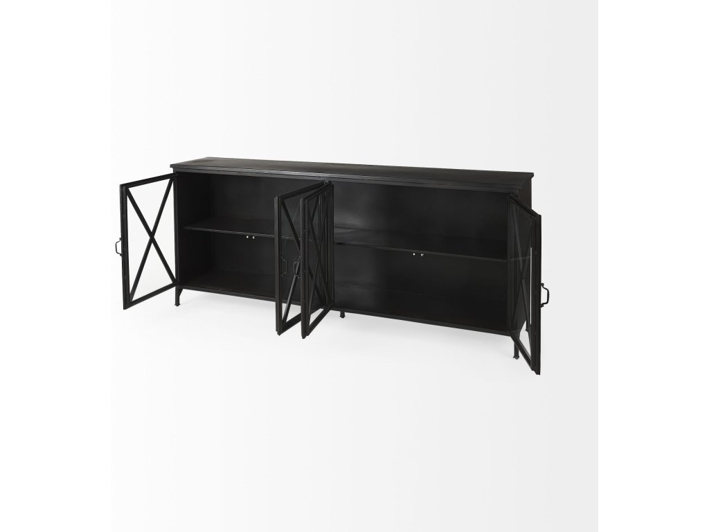 I 79X16 Black Metal With Glass Door Sideboard - image 6