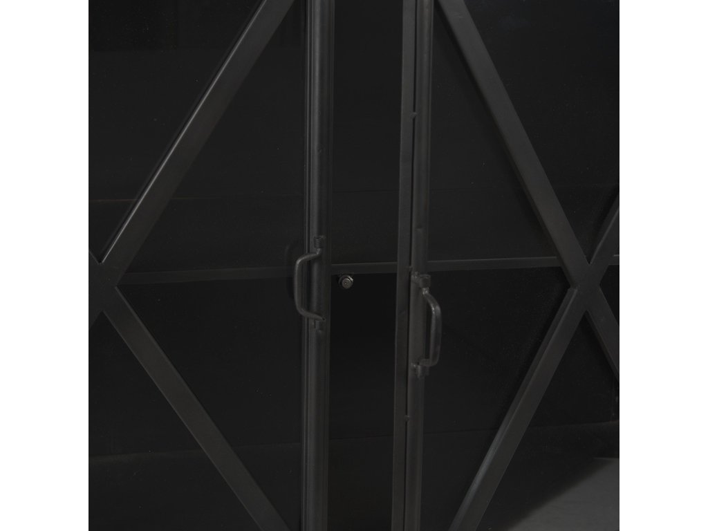 I 79X16 Black Metal With Glass Door Sideboard - image 7