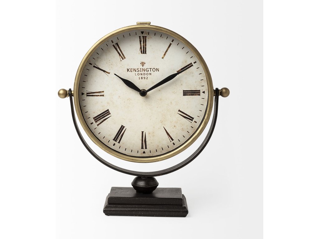 Gold Metal Half Moon Base Table Clock - image 3