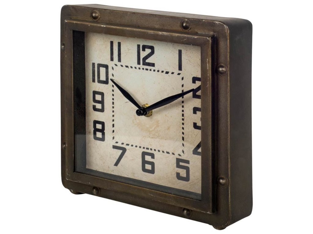 Bronze Toned Metal Square Table Clock - main image