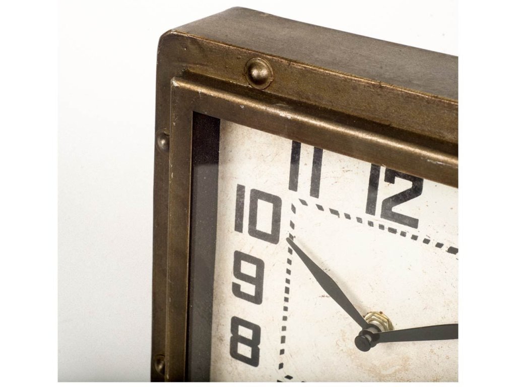 Bronze Toned Metal Square Table Clock - image 3