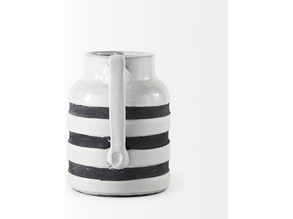 I Small White w/ Charcoal Stripes Ceramic Jug - image 4