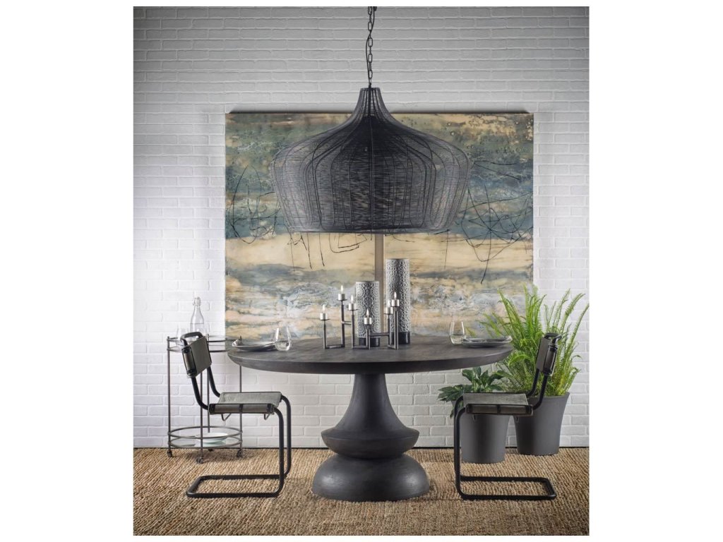 60" Round Dark Brown/Gray Solid Wood Table Top & Base Dining Table - image 5
