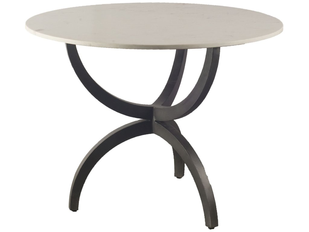40" Round White Marble Top With Black Metal Base Dining Table - main image
