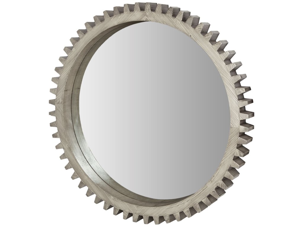Mirror 44" Round Gray Wood Frame Mirror - main image