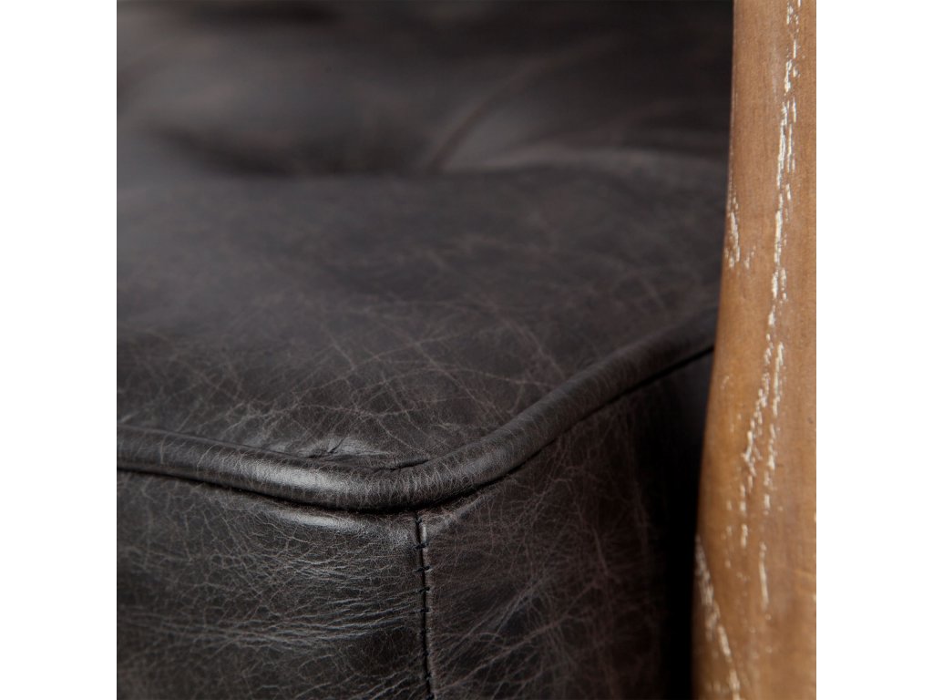 Black Leather w/ Brown Wooden Frame Accent Chair - image 8