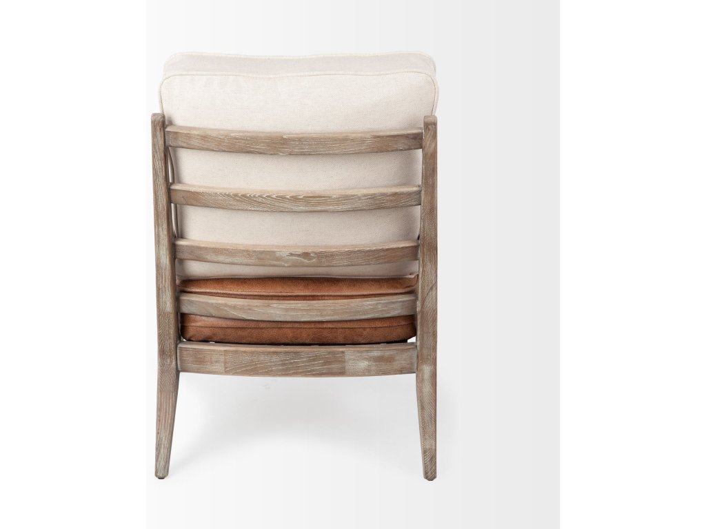 II Cream Fabric and Brown Leather Seat Accent Chair - image 4