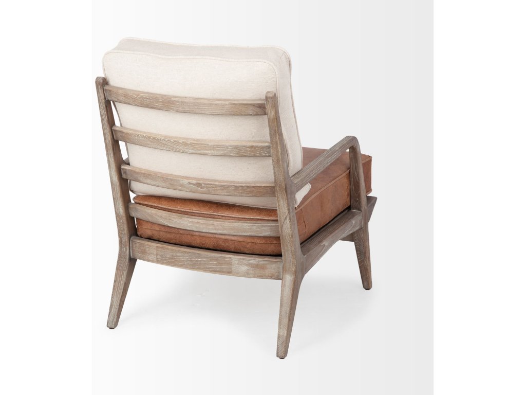 II Cream Fabric and Brown Leather Seat Accent Chair - image 5