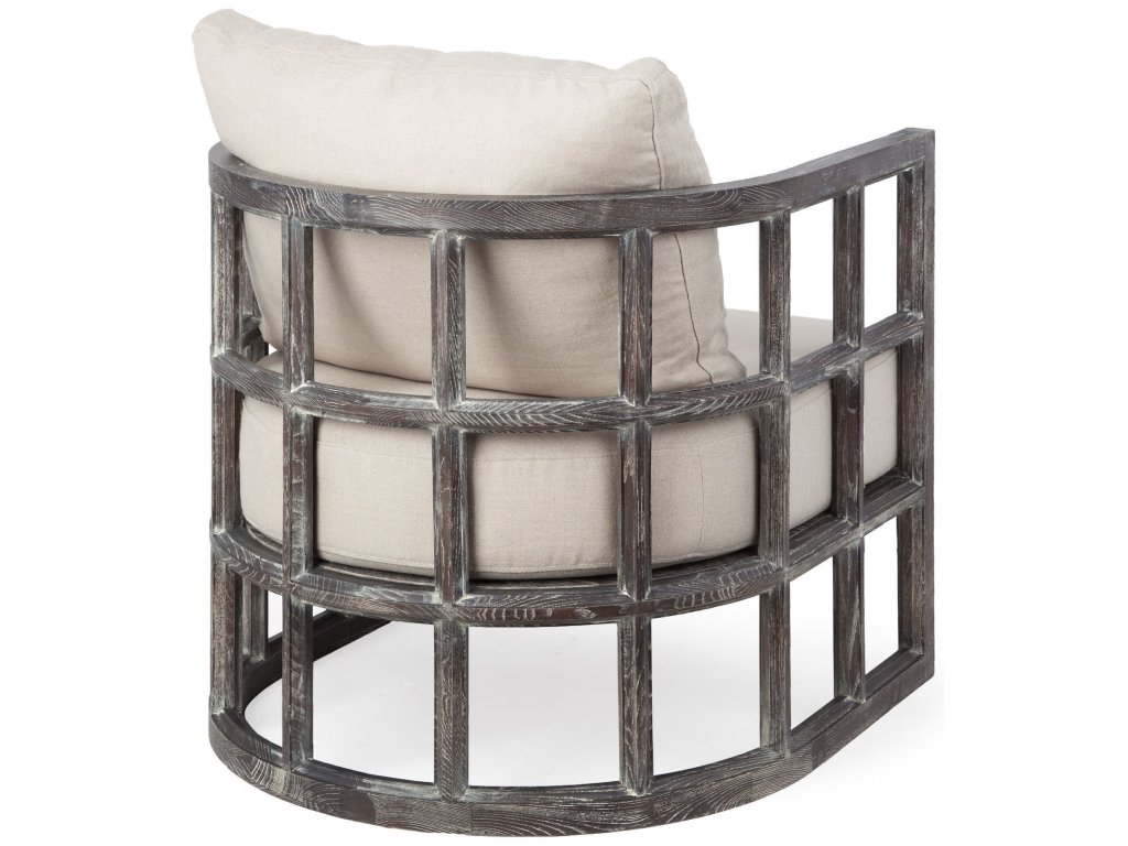 I Cream Fabric Covered Cushioned Demi-Lune Wooden Frame Accent Chair - image 5