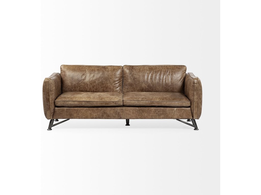 I 84" Brown Leather Two Seater Sofa - image 3
