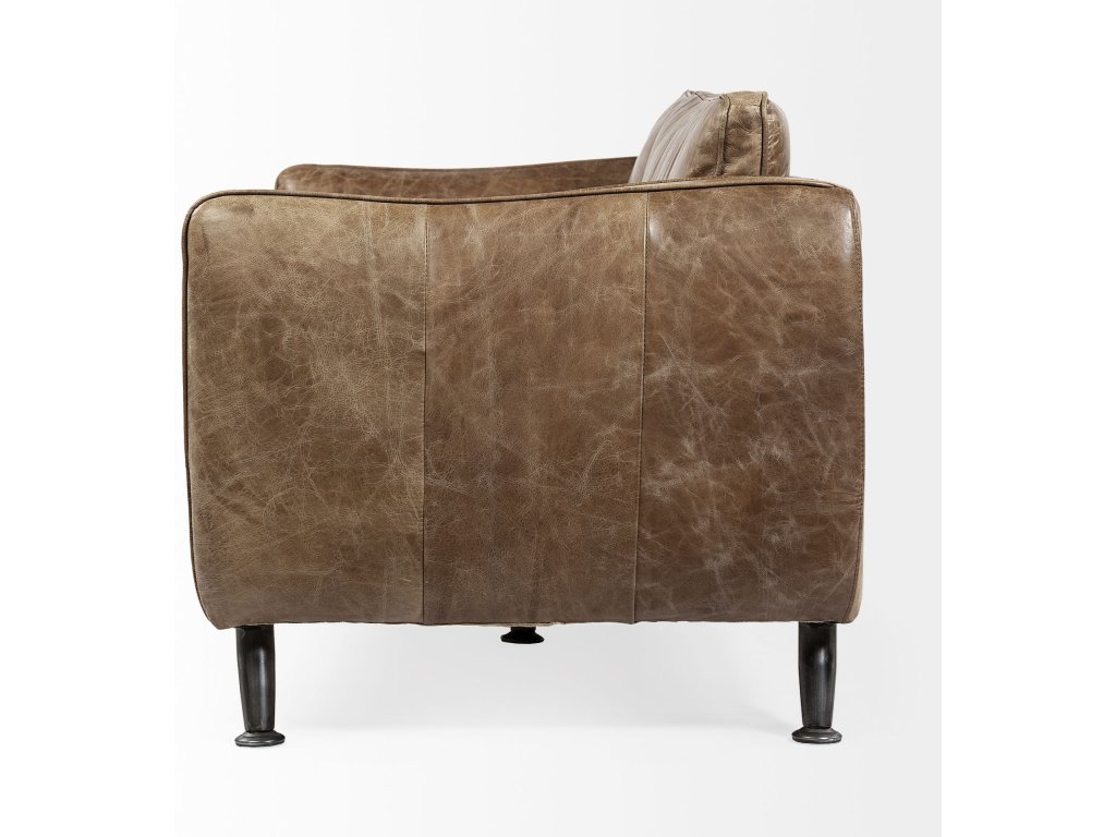 I 84" Brown Leather Two Seater Sofa - image 4