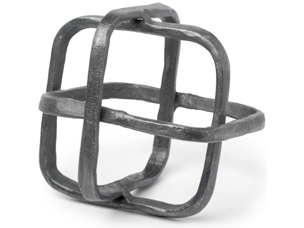 II 9L x 9W Silver Metal Open Cube Decor Object - main image