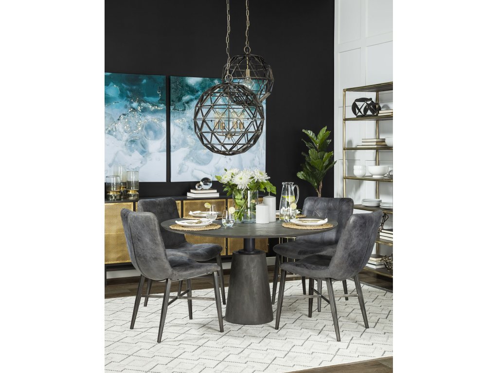 Black Genuine Leather Seat w/ Black Metal Frame Dining Chair - image 1