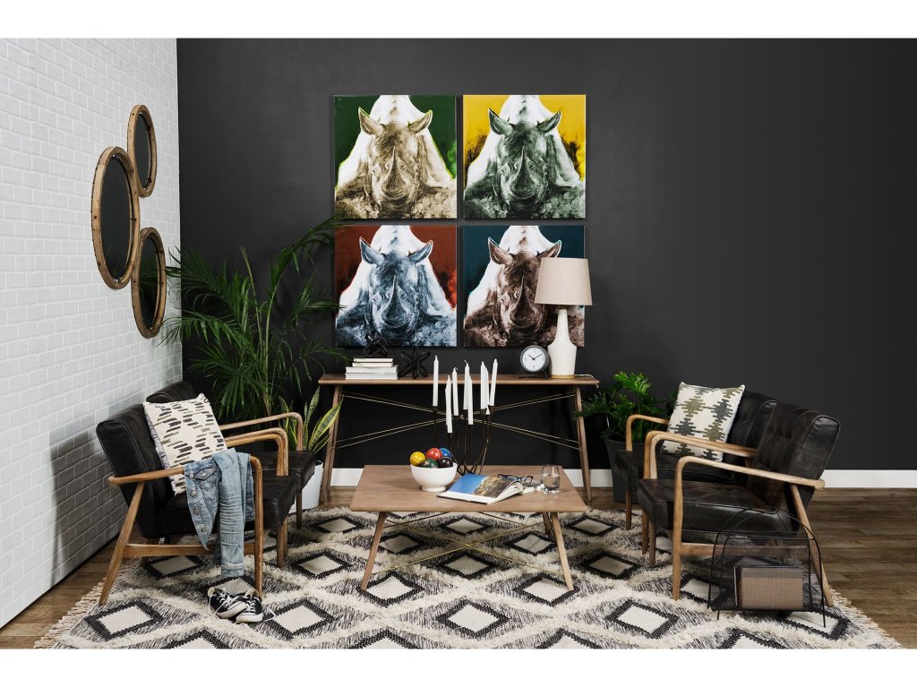 Black Leather w/ Brown Wooden Frame Accent Chair - image 1