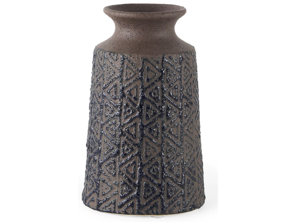 II Medium Brown/Black Patterned Ceramic Vase - main image