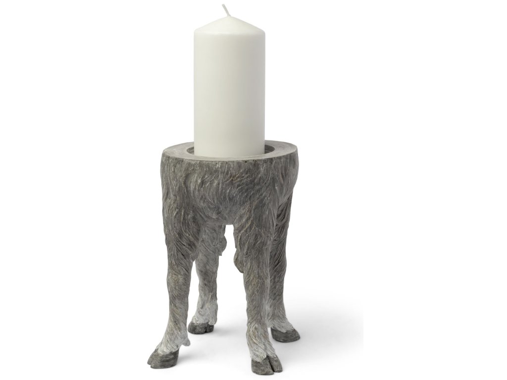 Large Gray Ceramic Hoofed Table Candle Holder - main image