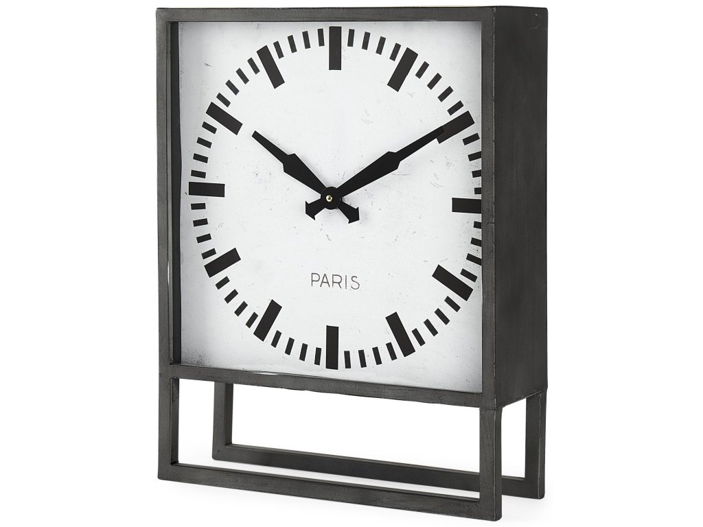 Gray Metal Square Table Clock - main image