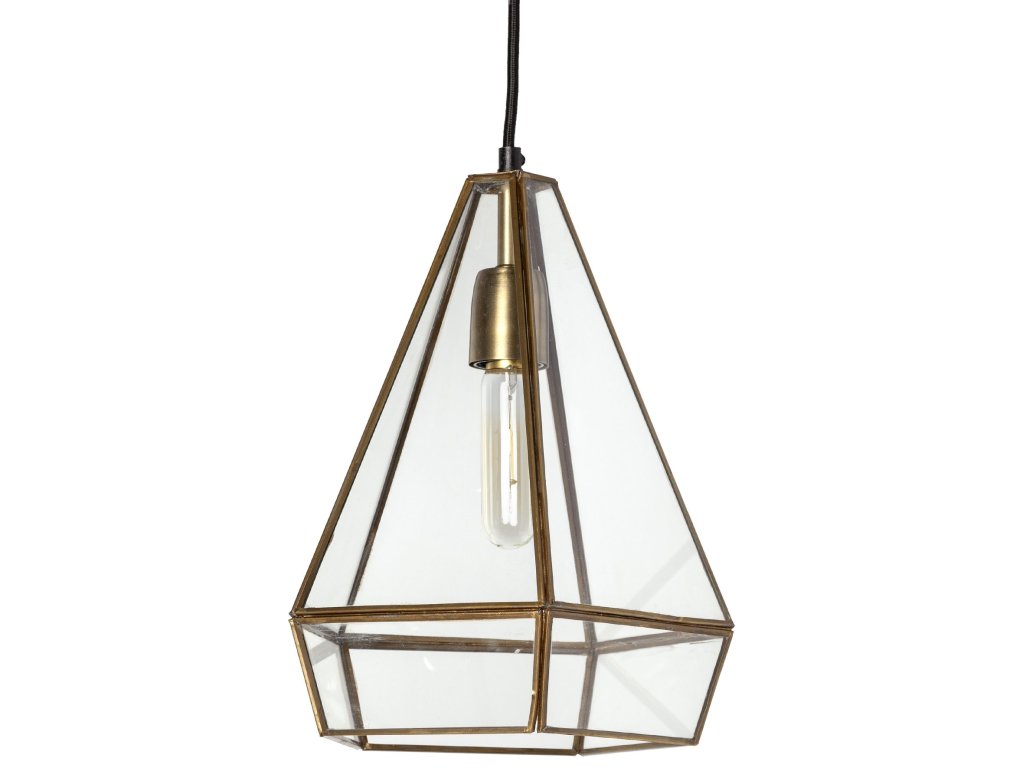 9.5X12.5 Gold Metal and Glass Pyramid Pendant Light - main image