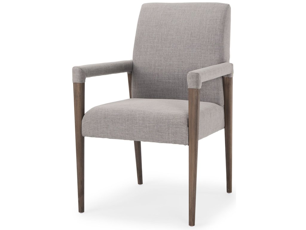 Grey Fabric Wrap Brown Wooden Frame Dining Chair - main image