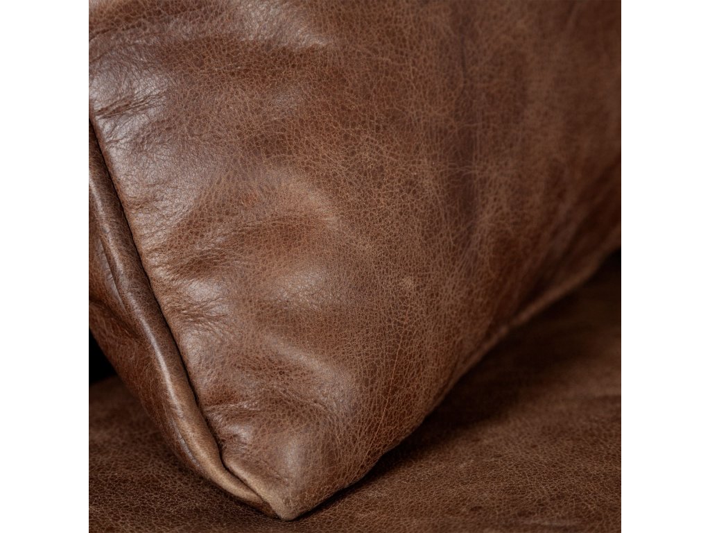 II 82L x 33W x 32.25H Brown Leather Three Seater Sofa - image 5