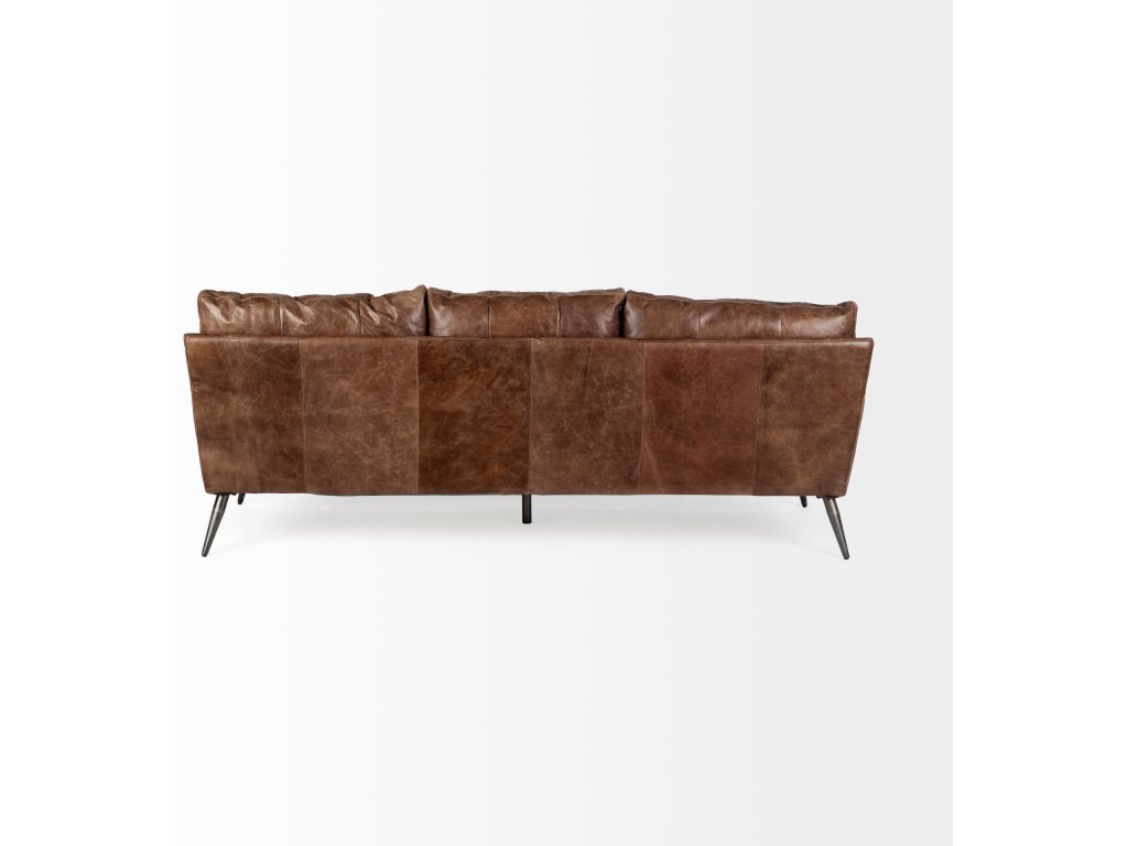 II 82L x 33W x 32.25H Brown Leather Three Seater Sofa - image 4