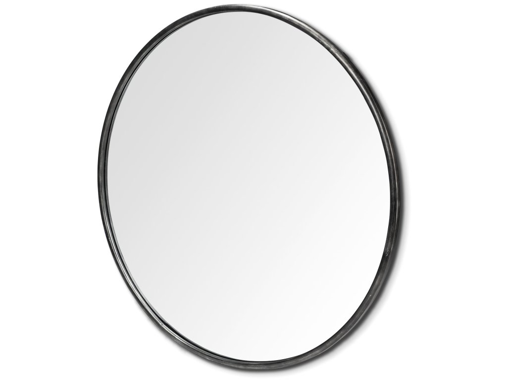 47.2L x 1.0W x 47.2H Large Black Metal Round Wall Mirror - main image