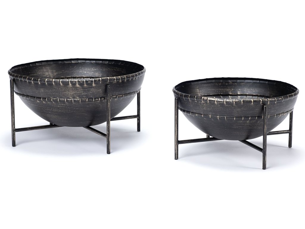 (Set of 2) Brown Metal Bowls - main image