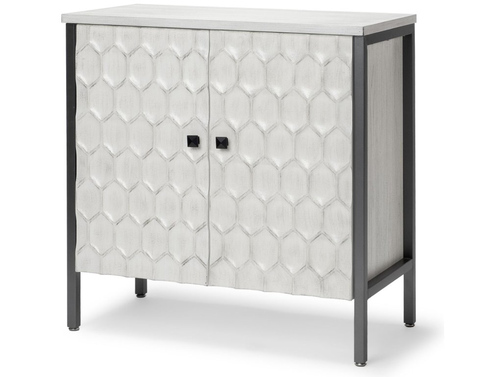 White Fir Veneer w/ Gray Metal 2-Door Accent Cabinet - main image