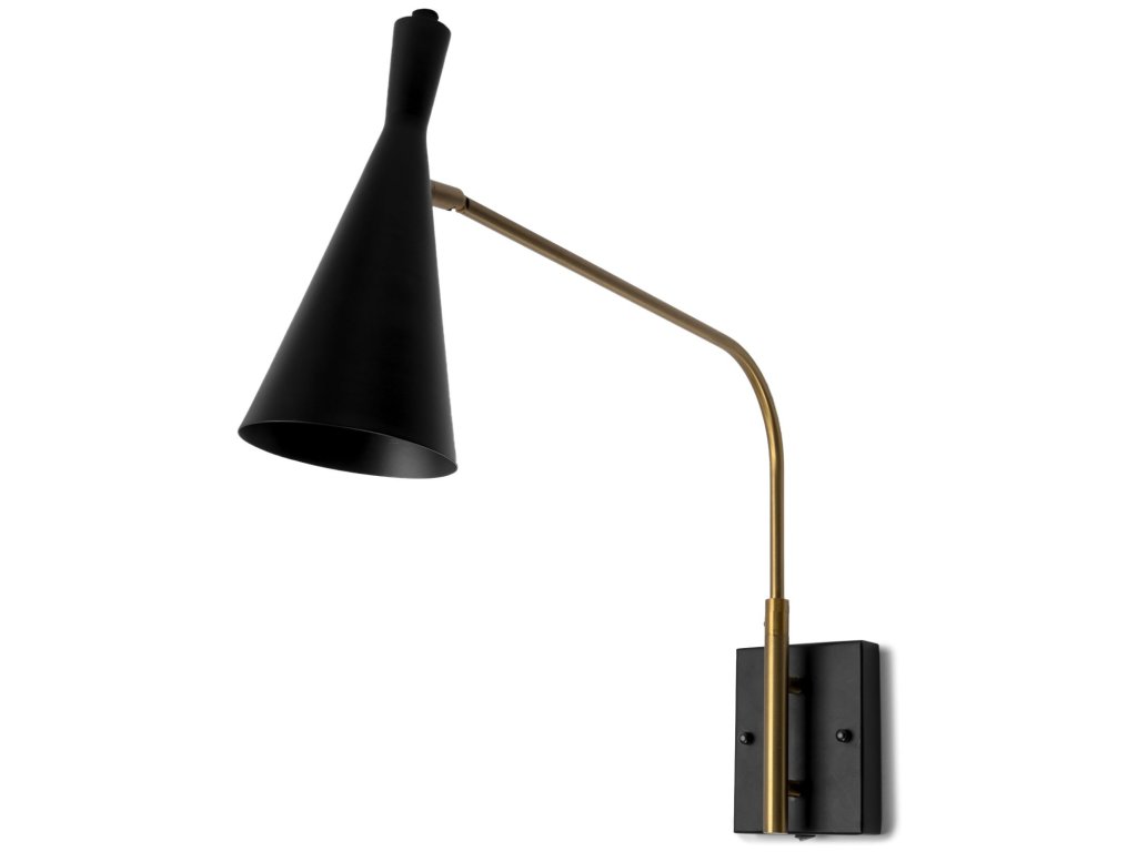 I 23"L x 5.25"W x 17.5"H Black/Gold Metal Conical Shade Wall Sconce - main image
