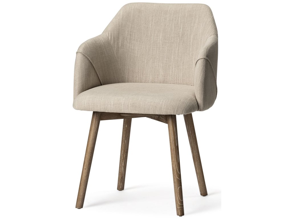 II Cream Fabric Wrap Brown Wooden Base Dining Chair - main image