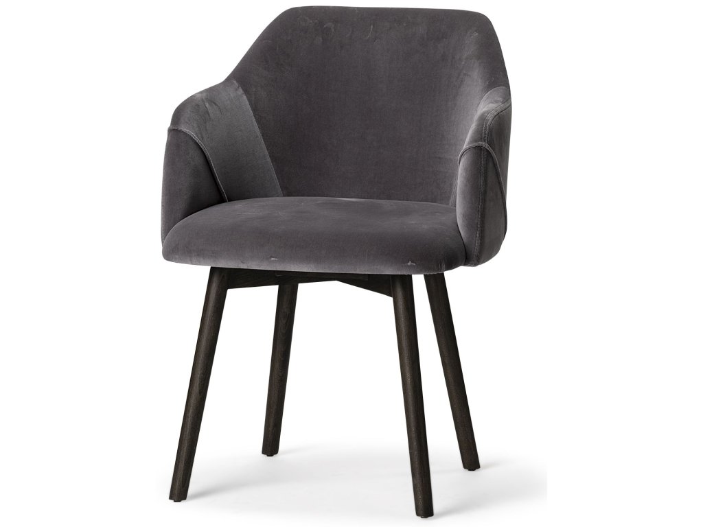 II Grey Velvet Wrap Black Wooden Base Dining Chair - main image