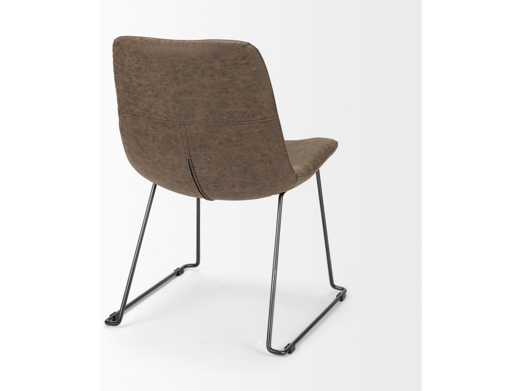 I Brown Faux-Leather Seat Blackiron Frame Dining Chair - image 4
