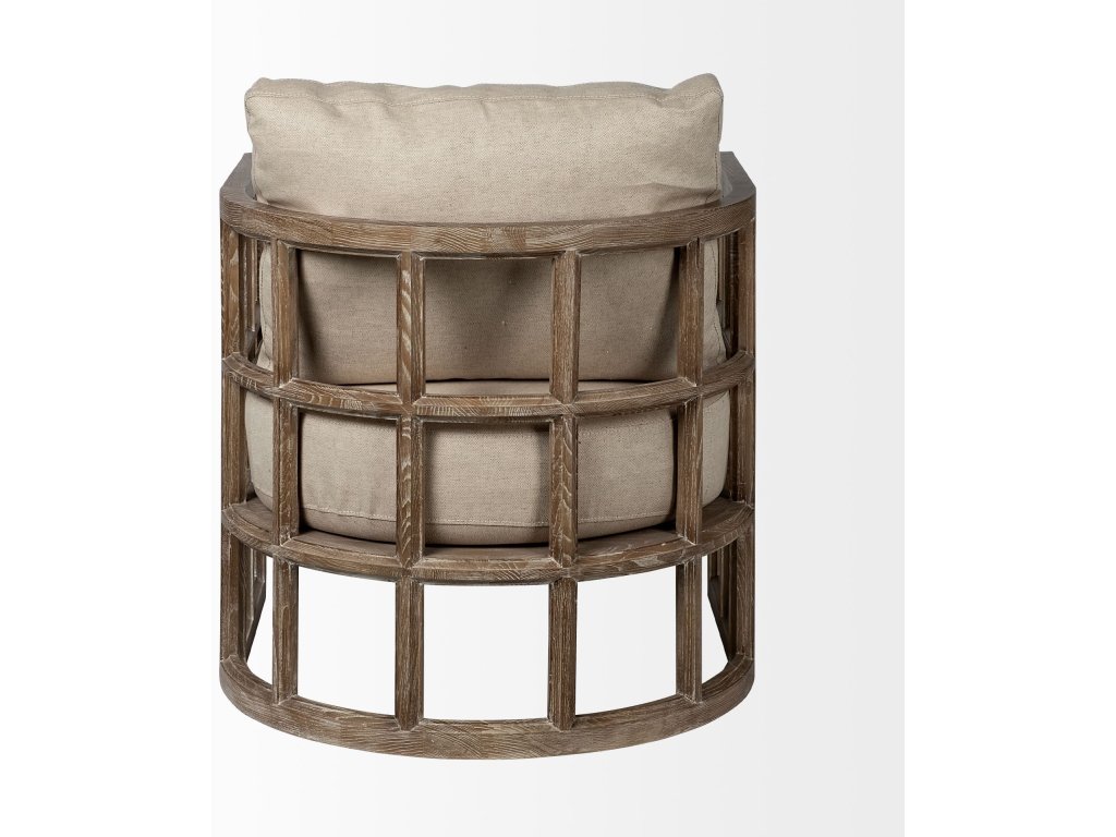 II Tan Fabric Covered Cushioned Demi-Lune Wooden Frame Accent Chair - image 6