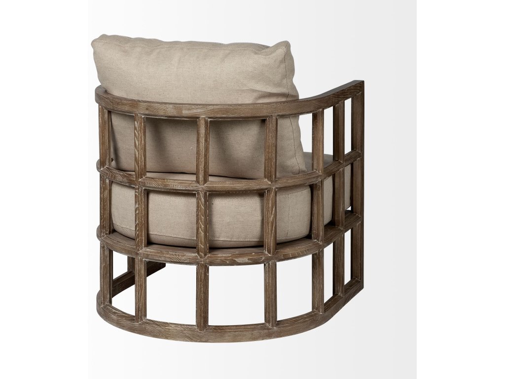 II Tan Fabric Covered Cushioned Demi-Lune Wooden Frame Accent Chair - image 7
