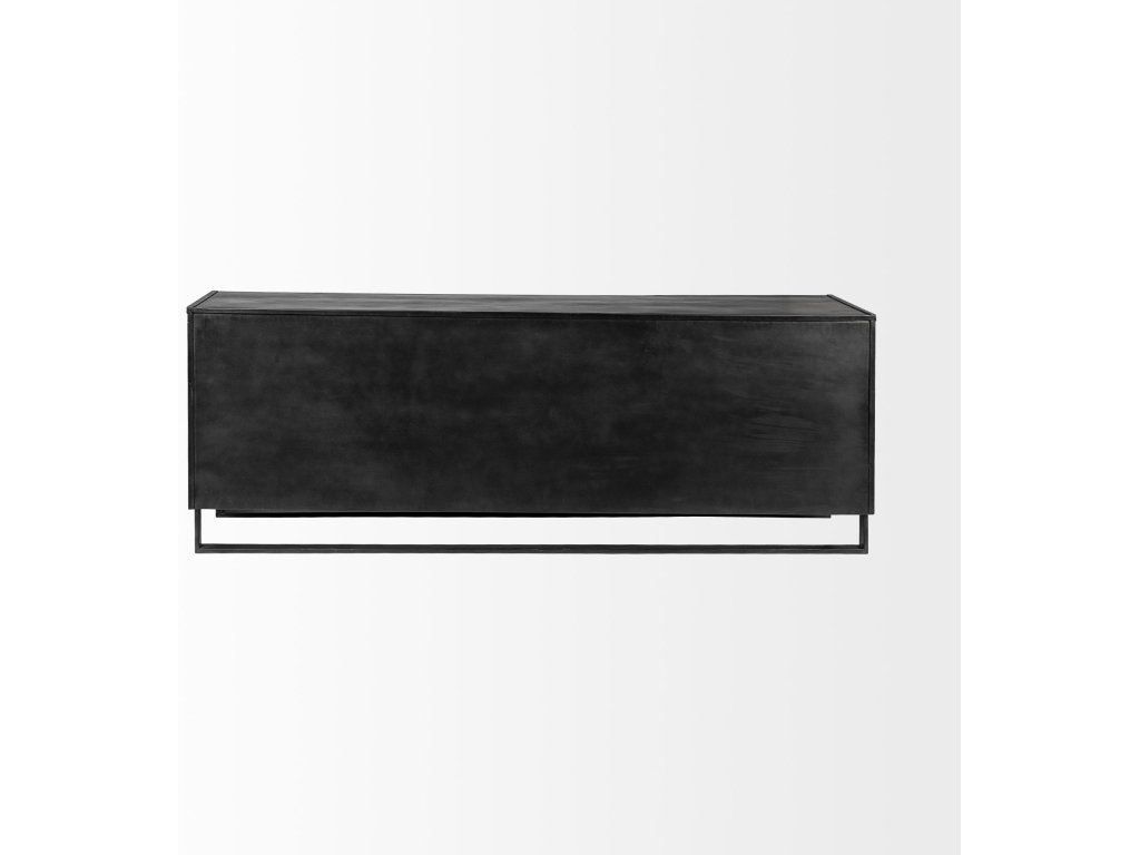 82X20 Brown Solid Wood With Black Metal Frame 3 Drawer 2 Cabinet Door Sideboard - image 3