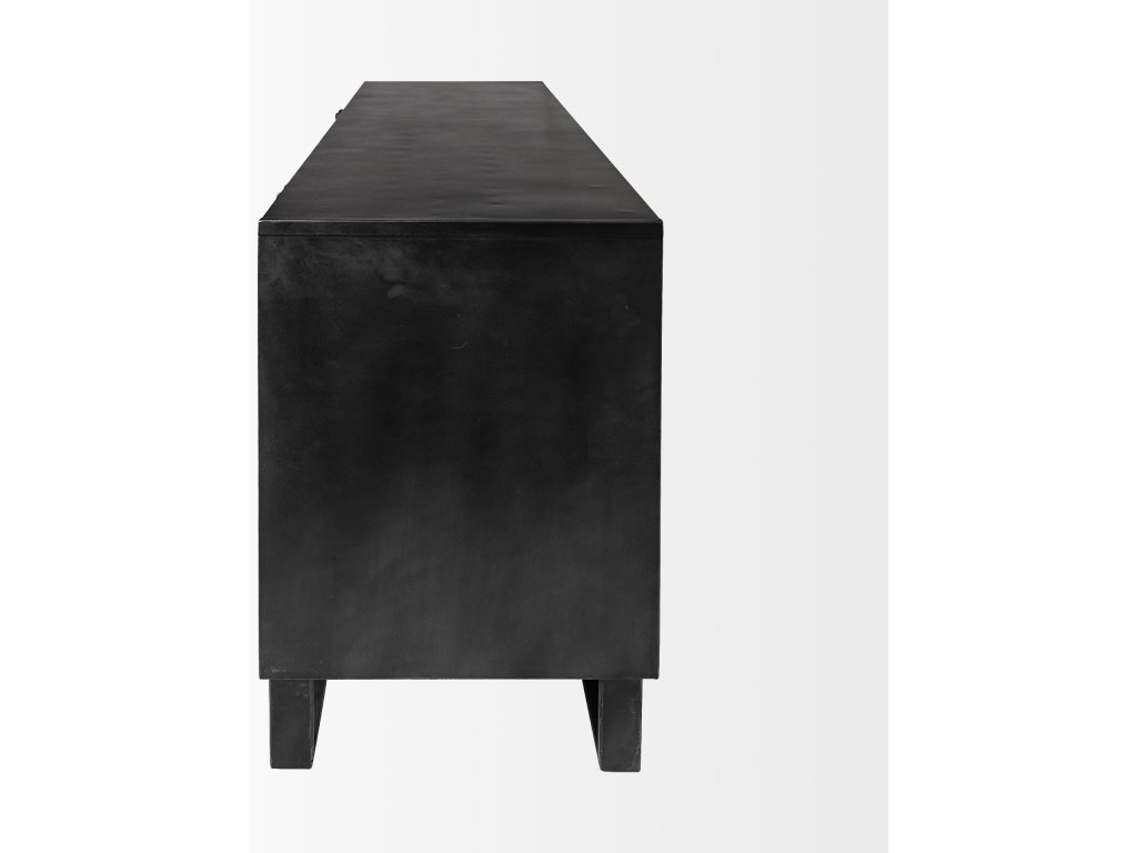 82X20 Brown Solid Wood With Black Metal Frame 3 Drawer 2 Cabinet Door Sideboard - image 2