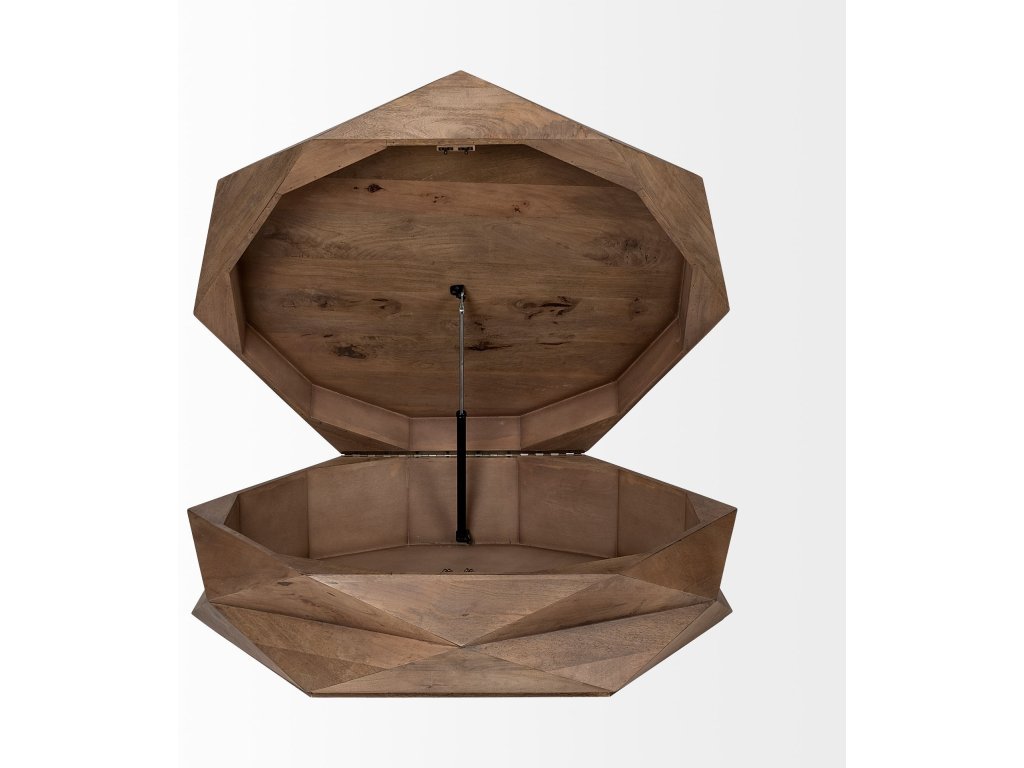 Hexagonal Hinged Solid Wood Top and Base Coffee Table - image 5