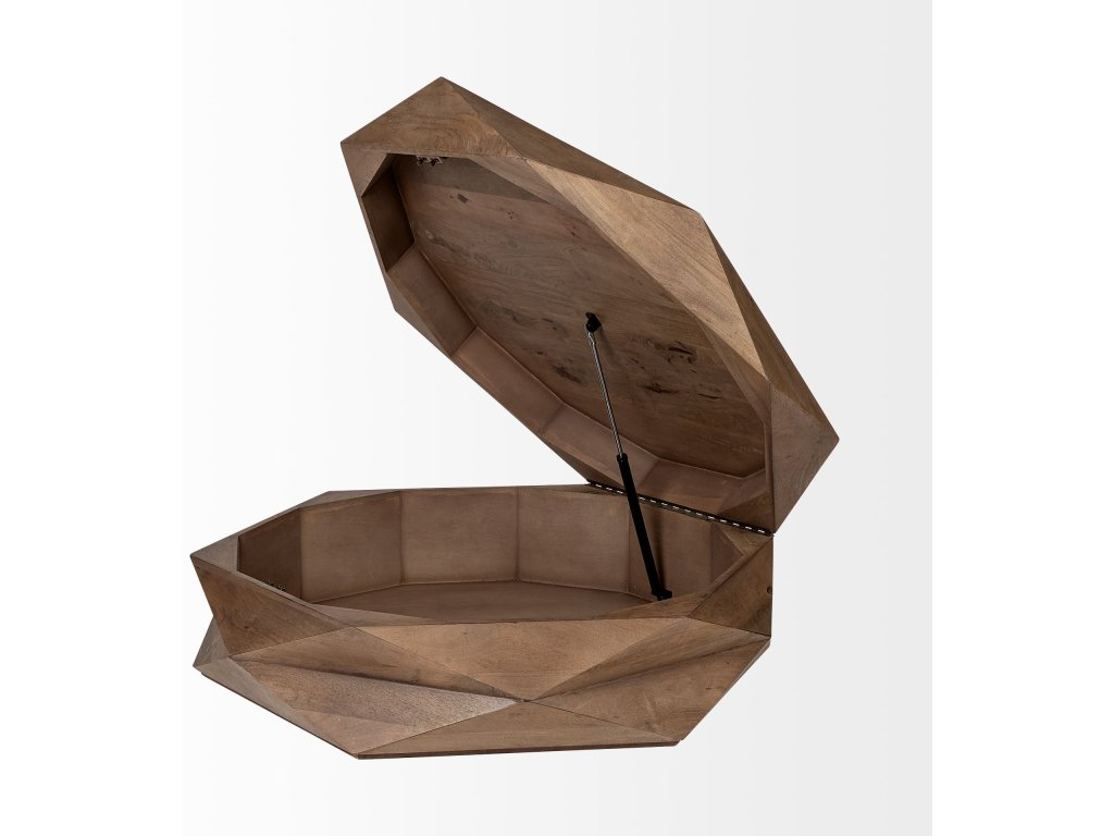 Hexagonal Hinged Solid Wood Top and Base Coffee Table - image 4