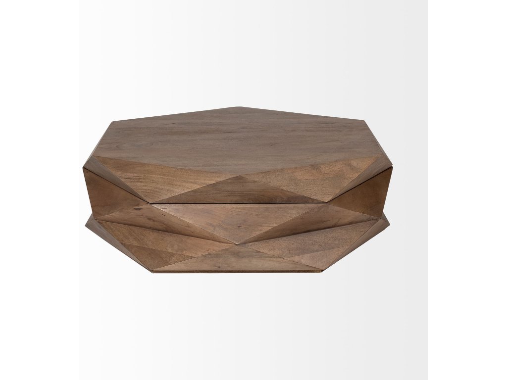 Hexagonal Hinged Solid Wood Top and Base Coffee Table - image 3