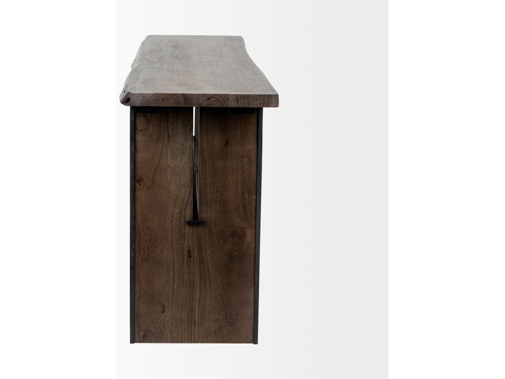 II 70L x 17W x 30H Live-Edge Wooden Brown Console Table - image 3
