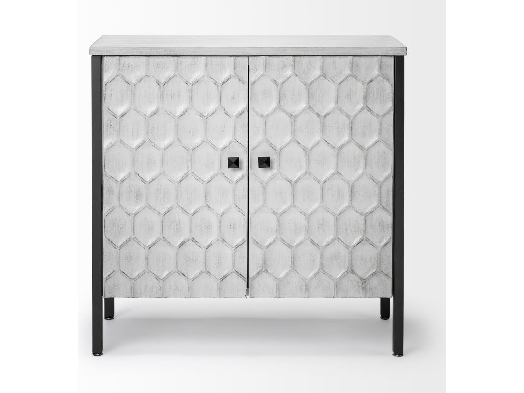 White Fir Veneer w/ Gray Metal 2-Door Accent Cabinet - image 3
