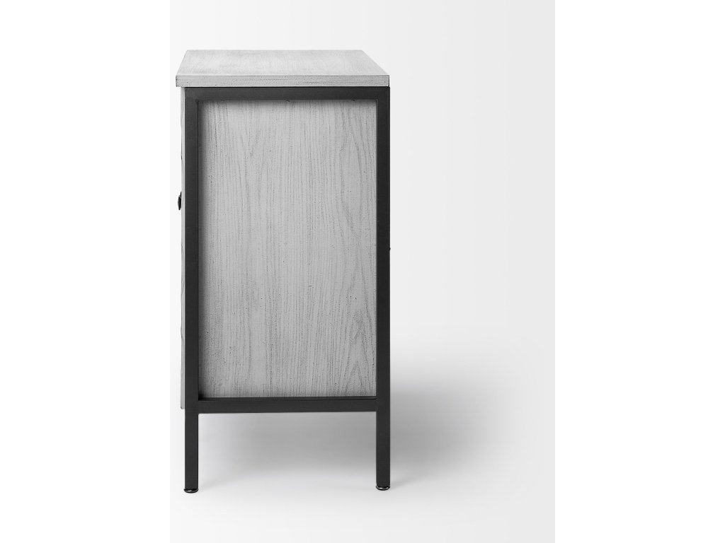 White Fir Veneer w/ Gray Metal 2-Door Accent Cabinet - image 4