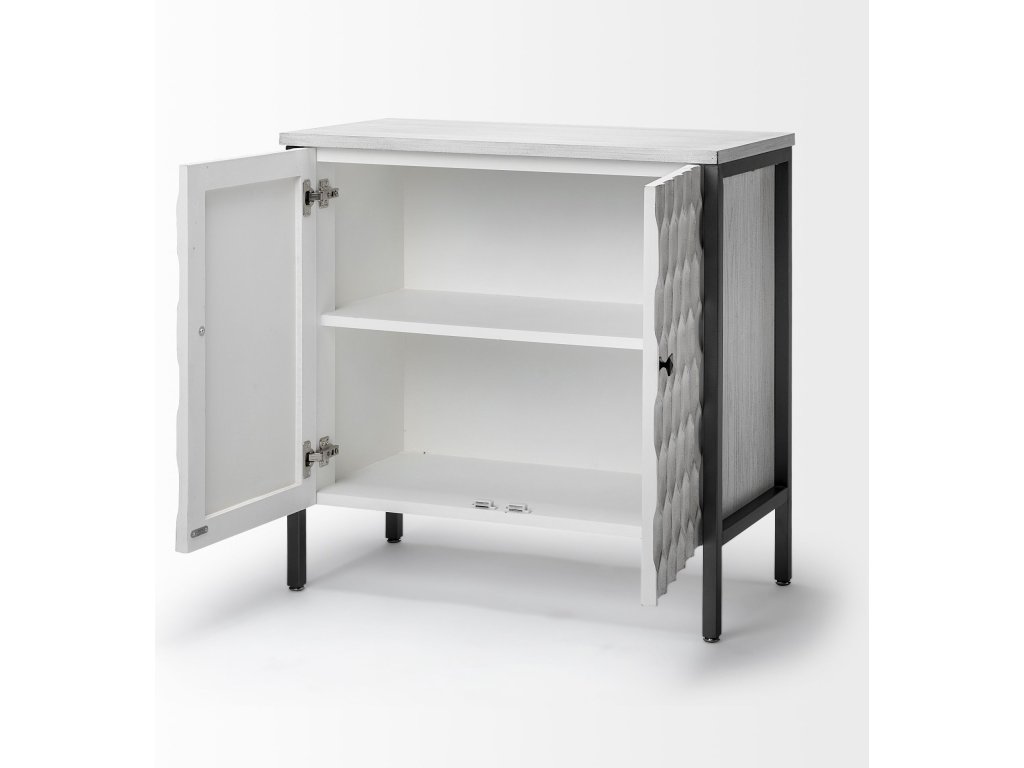White Fir Veneer w/ Gray Metal 2-Door Accent Cabinet - image 6