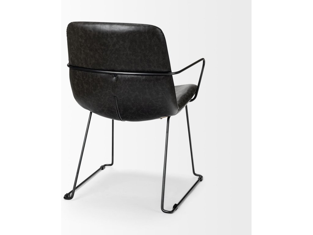 II Black Faux-Leather Seat Black Iron Frame Dining Chair - image 4