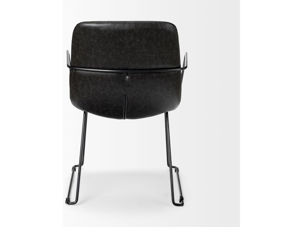 II Black Faux-Leather Seat Black Iron Frame Dining Chair - image 3